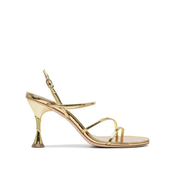 Studio Amelia Trumpet-Heel Leather Sandals With Shimmering Finish - NWT - Picture 1 of 5